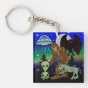 Cryptiden, Bigfoot, Sasquatch, Mothman, Alien, UFO Sleutelhanger
