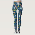 Cryptids Cryptozoölogy Guide Cute Cartoon Leggings<br><div class="desc">Leer je Cryptids kennen met deze leuke leggings. Ze bevatten cartoon illustraties van cryptische wezens in verschillende leuke kleuren tegen een marineblauwe achtergrond. Er is een Yeti, Wendigo, Jackalope, het Loch Ness Monster, het Flathead Lake Monster, een Squonk, de Black Shuck, de Jersey Devil en een Kelpie in wit, licht...</div>