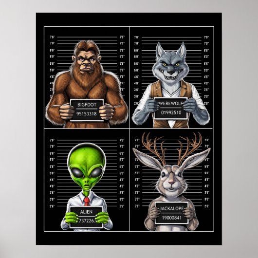 Cryptids Mugshot Poster (Voorkant)