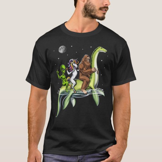 Cryptids rijden Loch Ness Monster T-shirt (Voorkant)