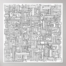 Cryptische Kunst Uitdaging: Stedelijke Code Graffi Poster