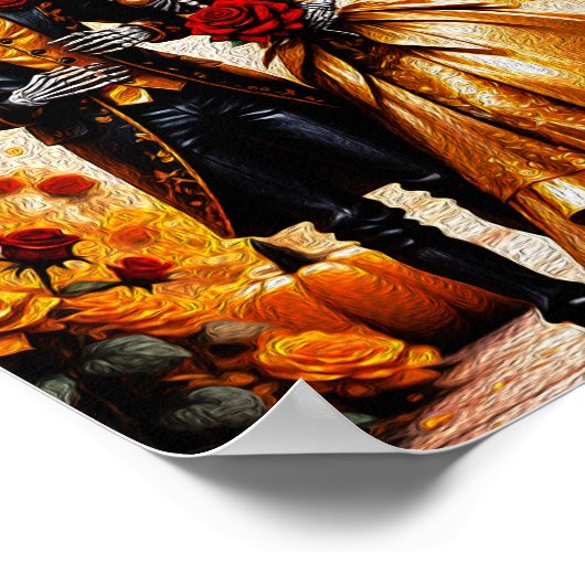 Cryptische liefde - Halloween Skelet Paar Schilder Poster (Hoek)