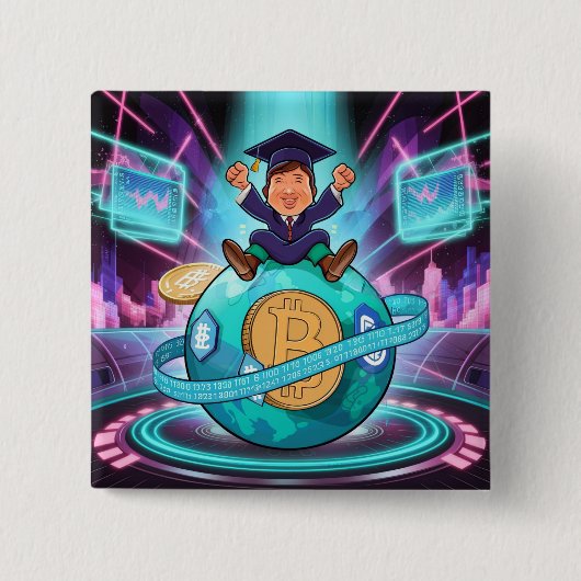 Crypto-Afstuderen Vierkante Button 5,1 Cm (Voorkant)