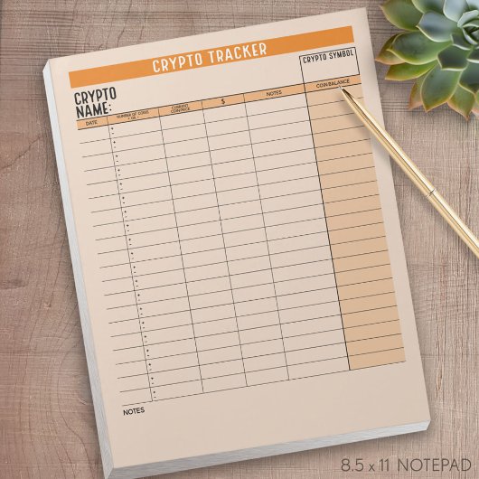 Crypto Asset Tracker met Coin Balans, Overboeking Notitieblok