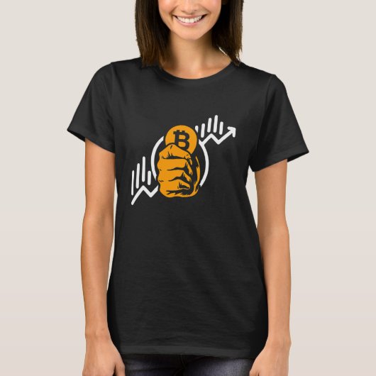 Crypto Bitcoin Munt Stijging Symbool Blockchain In T-shirt (Voorkant)