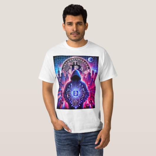 Crypto / Bitcoin Stealth T-Shirt Blauw Paarse (Voorkant volledig)