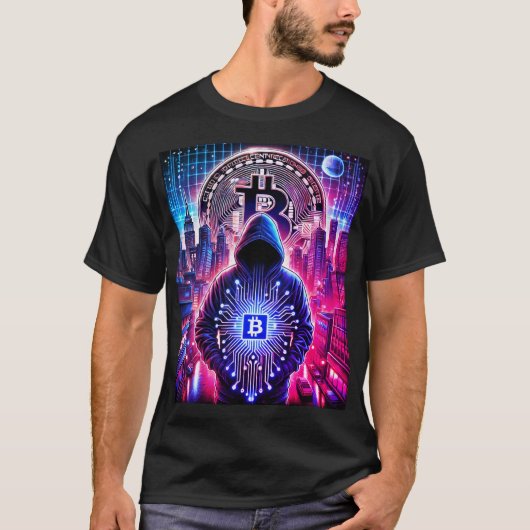 Crypto / Bitcoin Stealth T-Shirt Blauw Paarse (Voorkant)