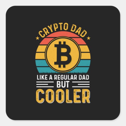 Crypto Dad Retro Sunset Vierkante Sticker (Voorkant)