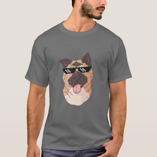 Crypto Doge Akita sjiitische munten houden de maan T-shirt (Voorkant)