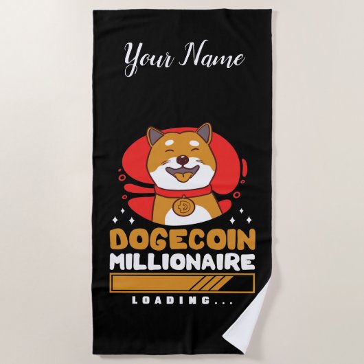 Crypto DogeCoin Miljonair Laden Strandlaken (Voorkant)
