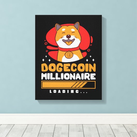 Crypto DogeCoin Millionaire Loading Canvas Afdruk (Insitu (Houten vloer))