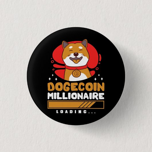 Crypto DogeCoin Millionaire Loading Ronde Button 3,2 Cm (Voorkant)