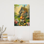 Crypto Easter Bunny Bitcoin Oranje Egg Poster (Keuken)