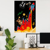 Crypto- en aandelenmarkt humor poster (Thuiskantoor)