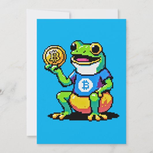 Crypto Frog - Grappige Pixel Art Digitale Valuta Feestdagenkaart (Voorkant)