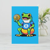 Crypto Frog - Grappige Pixel Art Digitale Valuta Feestdagenkaart (Staand voorkant)