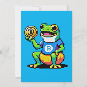 Crypto Frog - Grappige Pixel Art Digitale Valuta Feestdagenkaart