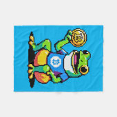 Crypto Frog - Grappige Pixel Art Digitale Valuta Fleece Deken (Voorkant (Horizontaal))