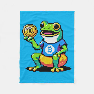 Crypto Frog - Grappige Pixel Art Digitale Valuta Fleece Deken