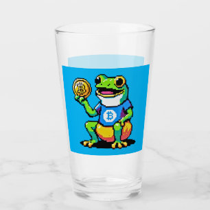 Crypto Frog - Grappige Pixel Art Digitale Valuta Glas