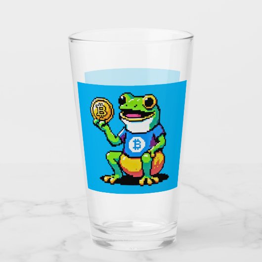 Crypto Frog - Grappige Pixel Art Digitale Valuta Glas (Voorkant)