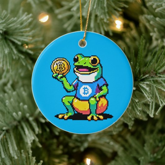 Crypto Frog - Grappige Pixel Art Digitale Valuta Keramisch Ornament (Boom)