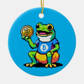 Crypto Frog - Grappige Pixel Art Digitale Valuta Keramisch Ornament (Voorkant)