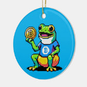 Crypto Frog - Grappige Pixel Art Digitale Valuta Keramisch Ornament (Links)