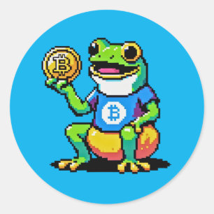 Crypto Frog - Grappige Pixel Art Digitale Valuta Ronde Sticker