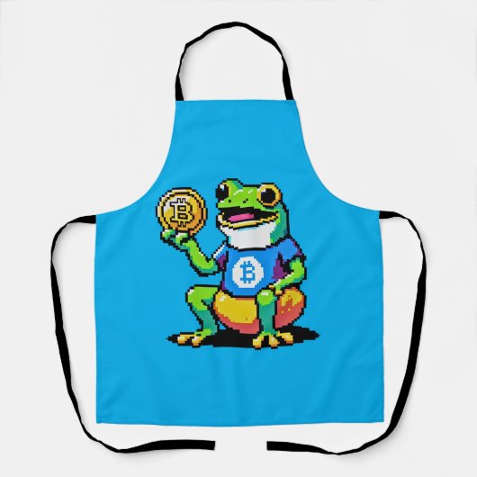 Crypto Frog - Grappige Pixel Art Digitale Valuta Schort (Voorkant)