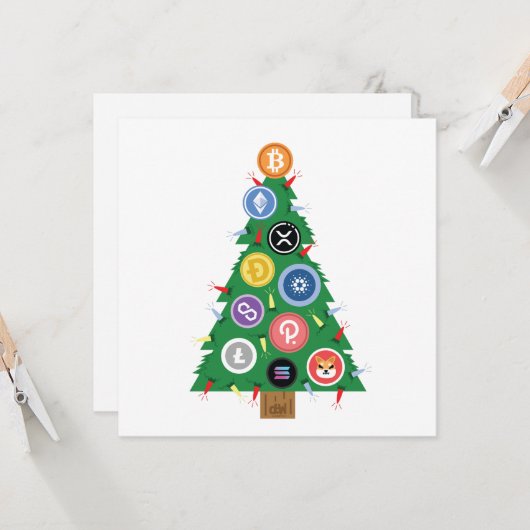 Crypto Kerstboom Cryptocurrency Ornament Kaart (Voorkant / Achterkant in situ)