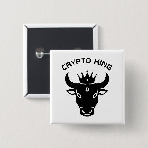 Crypto King gepersonaliseerd wit Vierkante Button 5,1 Cm