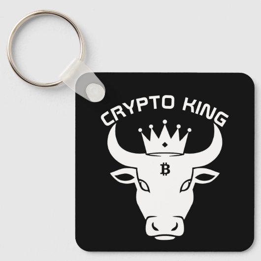 Crypto King gepersonaliseerd zwart Sleutelhanger (Voorkant)
