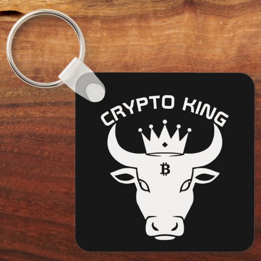 Crypto King gepersonaliseerd zwart Sleutelhanger (Voorkant)
