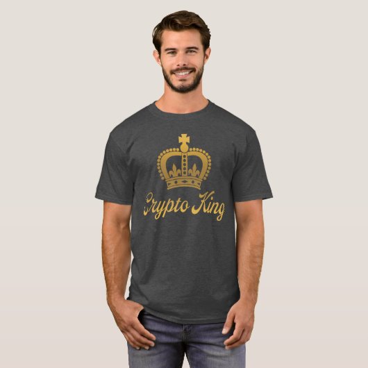 Crypto King T-shirt in Charcoal en Goud (Voorkant volledig)