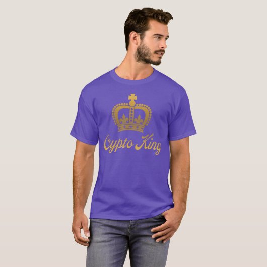 Crypto King T-Shirt in Paarse en gouden kleuren (Voorkant volledig)