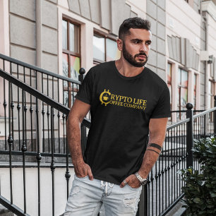 Crypto Life Koffiebedrijf Original Gold Logo T-shirt