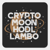 Crypto Maan HODL Lambo Vierkante Sticker (Voorkant)