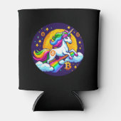 Crypto Magic: 8-bits eenhoorn met Bitcoin-symbool Blikjeskoeler (Voorkant)