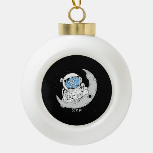 Crypto Meme XRP Cryptocurrency Cute Astronaut Moon Keramische Bal Ornament