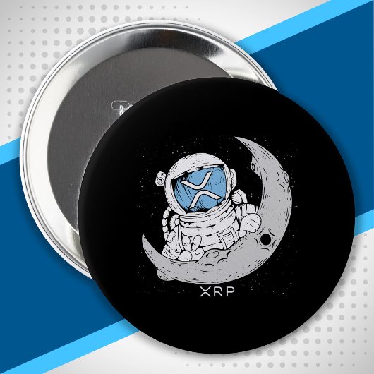 Crypto Meme XRP Cryptocurrency Cute Astronaut Moon Ronde Button 4,0 Cm