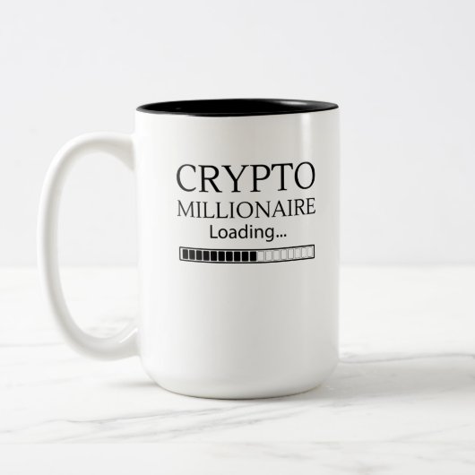 Crypto Millionaire Loading alstublieft wachten Tweekleurige Koffiemok (Links)