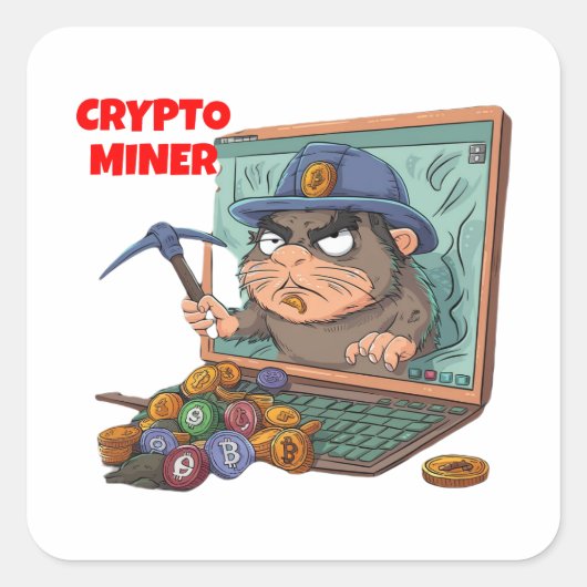 Crypto Miner Vierkante Sticker (Voorkant)