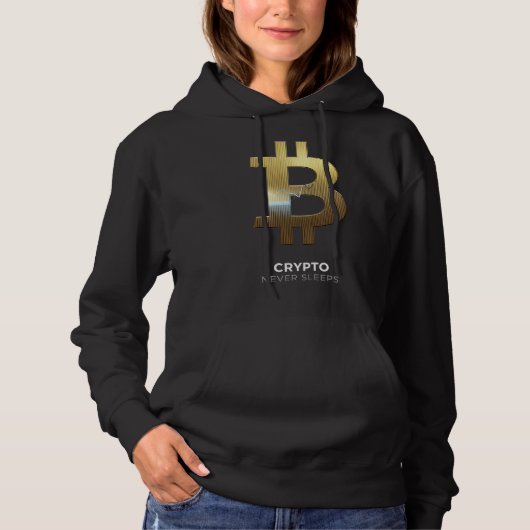 Crypto Never Sleeps Bitcoin Hoodie (Voorkant)