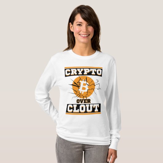 Crypto over Clout™ Bitcoin-activa over algoritmen T-shirt (Voorkant volledig)