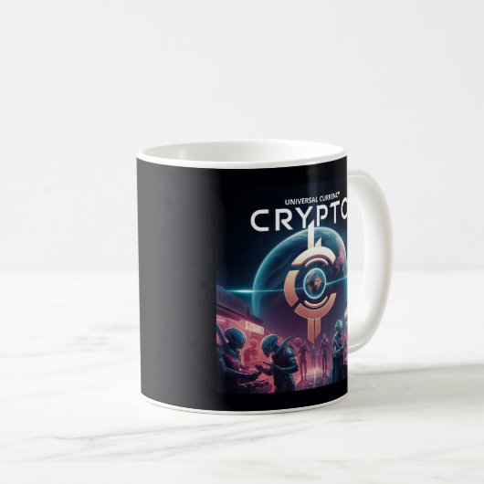Crypto Planet Black Koffiemok (Voorkant rechts)