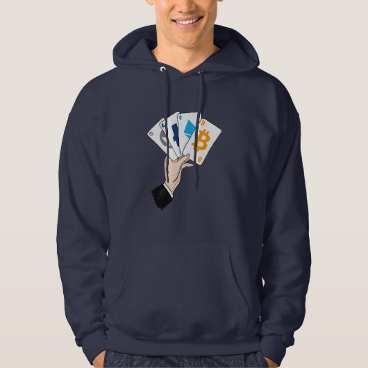 Crypto Poker Hand gekleurd Hoodie (Voorkant)
