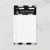 Crypto Portemonnee Zebra Recovery Seed Phrase 12 Visitekaartje (Voorkant)