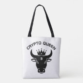 Crypto Queen gepersonaliseerd wit Tote Bag (Achterkant)