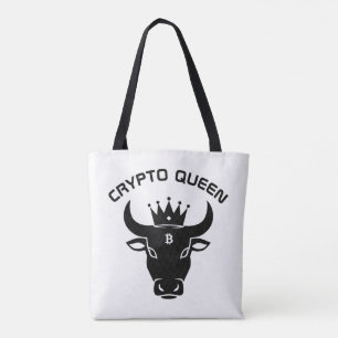 Crypto Queen gepersonaliseerd wit Tote Bag